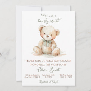 We Can Bearly Wait Baby Shower Invitation