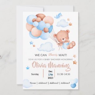 We Can Bearly Wait Baby Shower Invitation