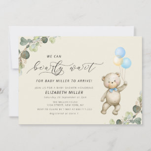we can bearly wait baby shower invitation