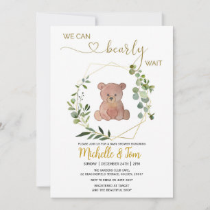 We Can Bearly Wait Baby Shower  Invitation