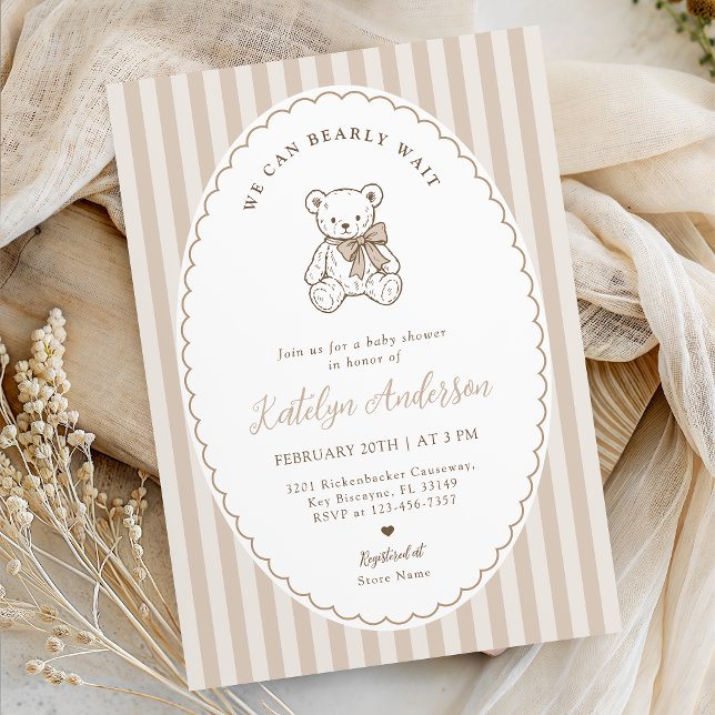 We Can Bearly Wait Baby Shower Invitation (Creator Uploaded)