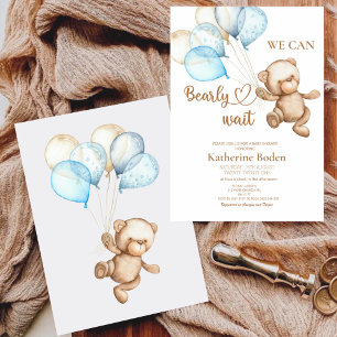 We can bearly wait baby shower invitation 