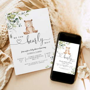 We can bearly wait baby shower invitation