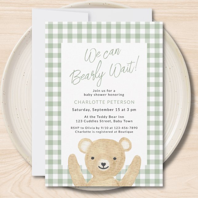 We Can Bearly Wait Baby Shower  Invitation (Creator Uploaded)