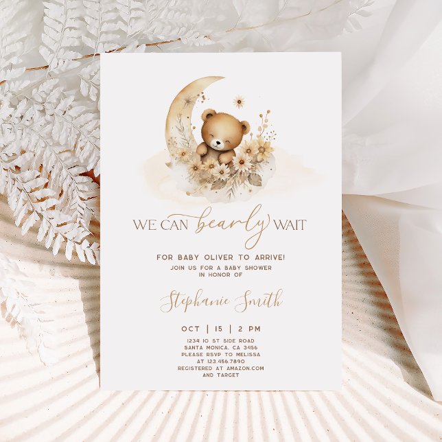 We can bearly wait Baby Shower Invitation (Creator Uploaded)