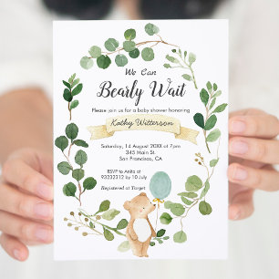 We can bearly wait baby shower invitation
