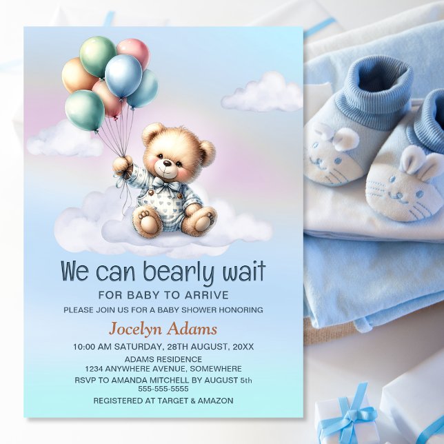 We Can Bearly Wait Baby Shower Invitation (Creator Uploaded)