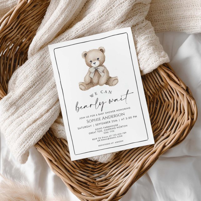 We Can Bearly Wait  Baby Shower   Invitation (Creator Uploaded)