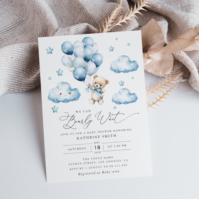 We Can Bearly Wait Baby Shower Invitation (Creator Uploaded)