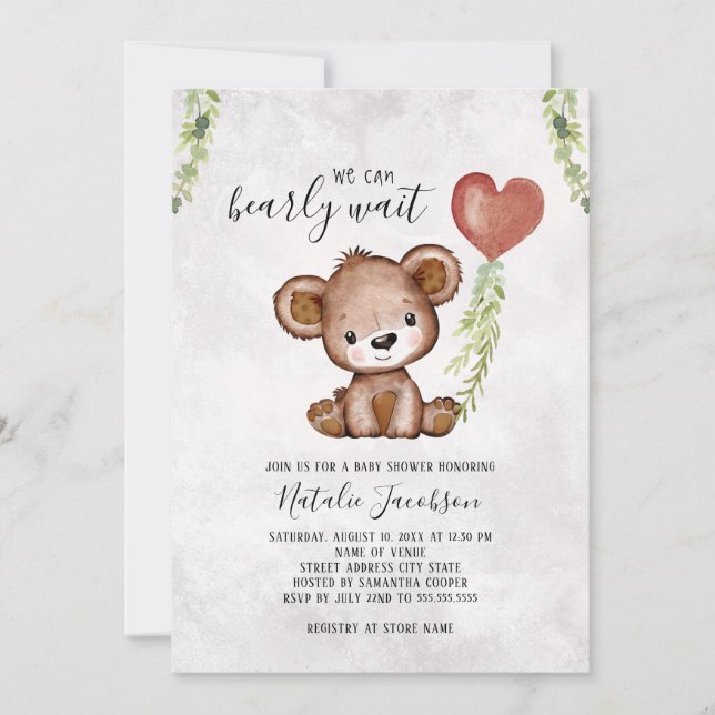 We Can Bearly Wait Baby Shower Invitation (Front)