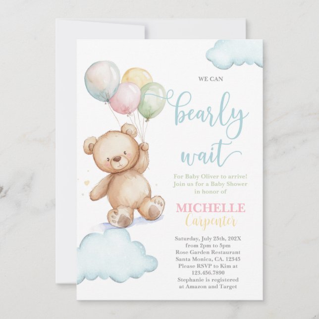 We can bearly wait baby shower invitation (Front)