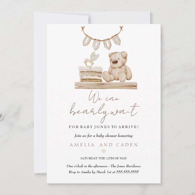 We Can Bearly Wait Baby Shower Invitation (Front)
