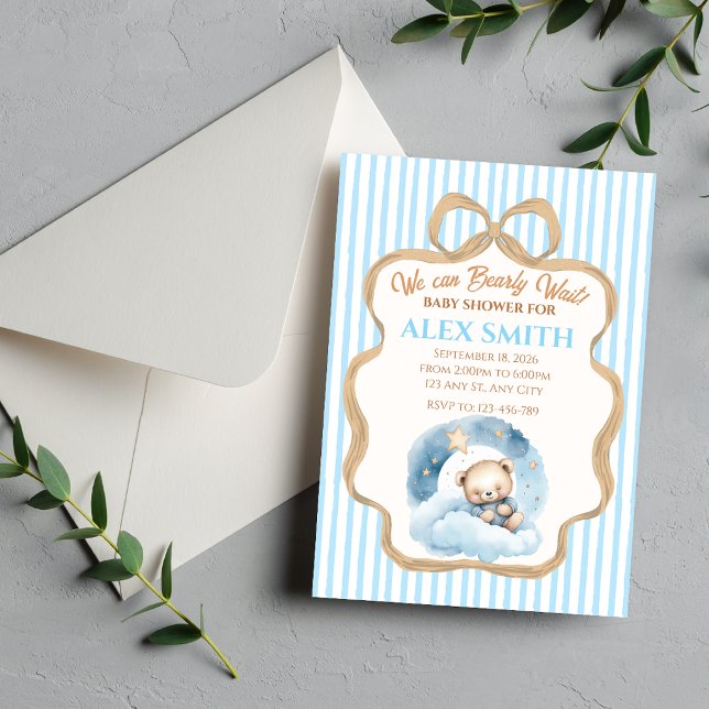 We Can Bearly Wait Baby Shower Invitation Teddy (Creator Uploaded)