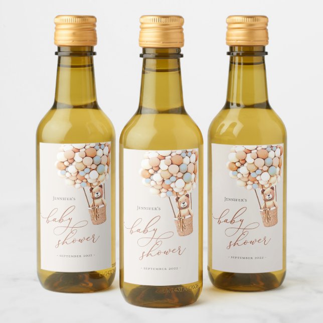We Can Bearly Wait! Baby Shower Mini Wine Label (Bottles)