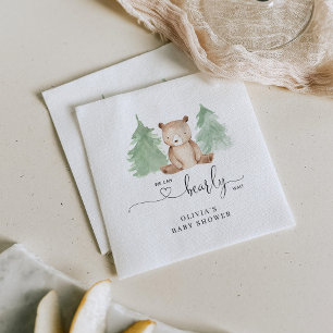 We can bearly wait baby shower napkin