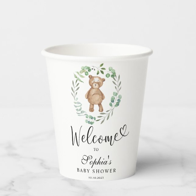 We can bearly wait baby shower paper cups (Front)
