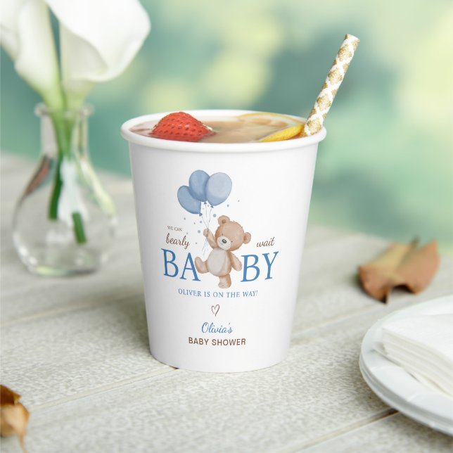 We Can Bearly Wait Baby Shower Paper Cups (Insitu)