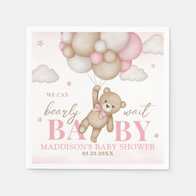 We Can Bearly Wait Baby Shower Paper Napkin (Front)