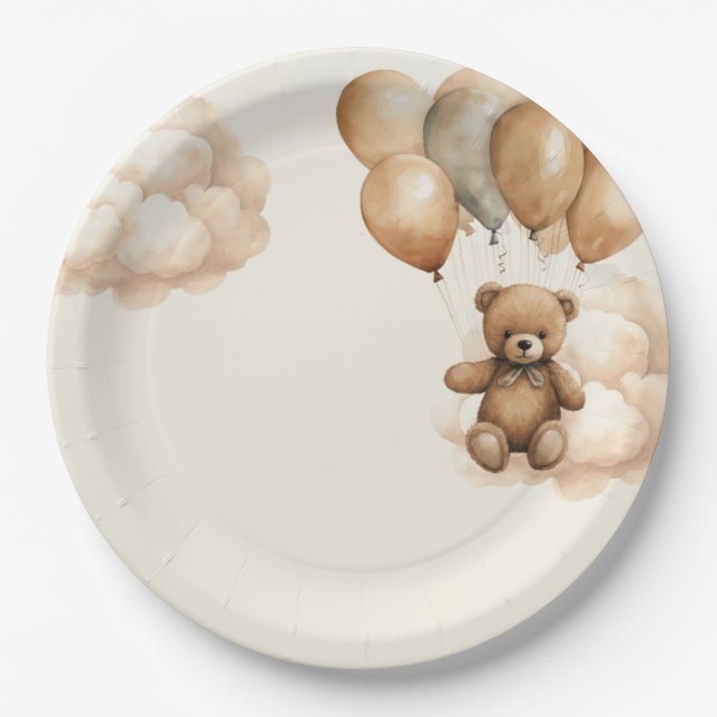 We Can Bearly Wait Baby Shower  Paper Plate (Front)