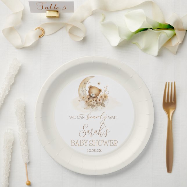 We can bearly wait Baby Shower Paper Plate (Wedding)