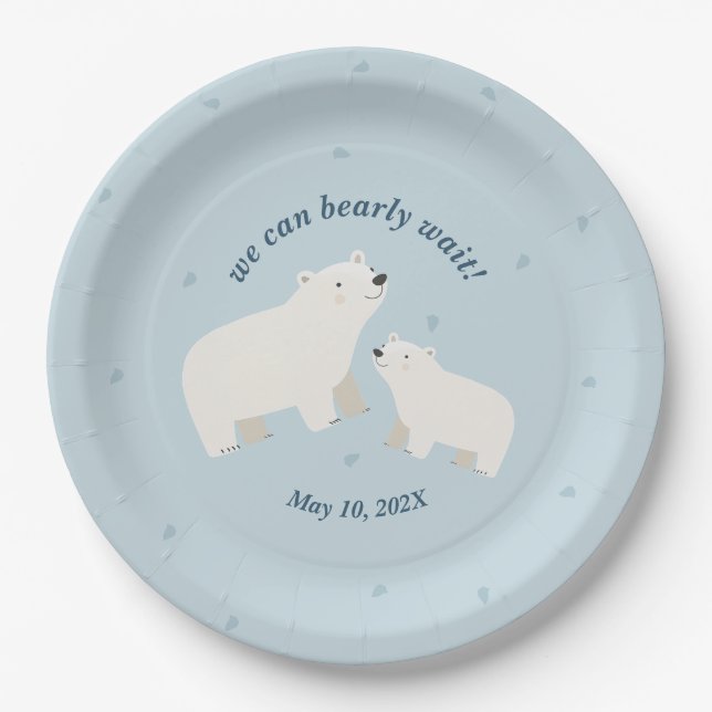 We can bearly wait baby shower Paper Plate (Front)