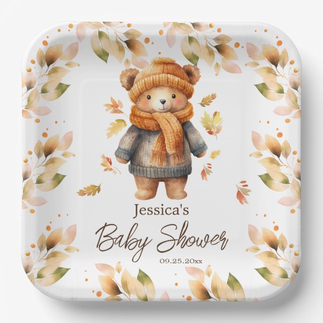 We Can Bearly Wait Baby Shower  Paper Plate (Front)