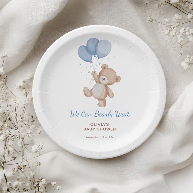 We Can Bearly Wait Baby Shower Paper Plate (Creator Uploaded)