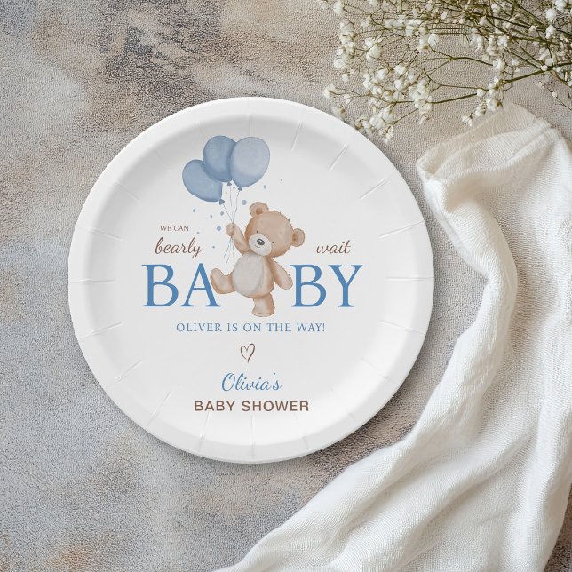 We Can Bearly Wait Baby Shower Paper Plate (Creator Uploaded)