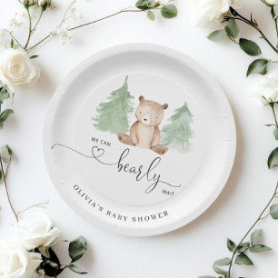 We can bearly wait baby shower paper plate