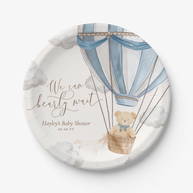 We Can Bearly Wait Baby Shower Paper Plate (Front)