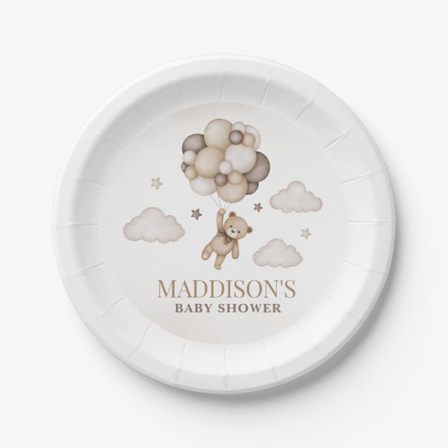 We Can Bearly Wait Baby Shower Paper Plate (Front)