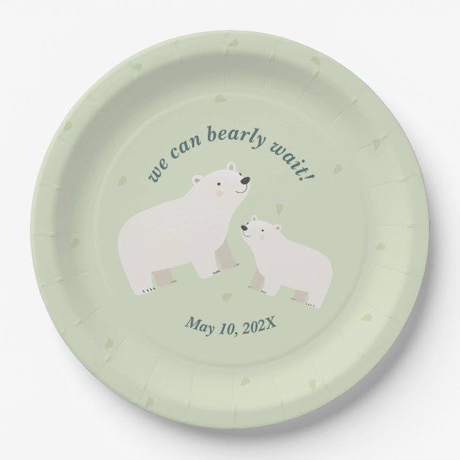 We can bearly wait baby shower Paper Plate (Front)
