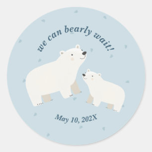 We can bearly wait baby shower Paper Plate Classic Round Sticker