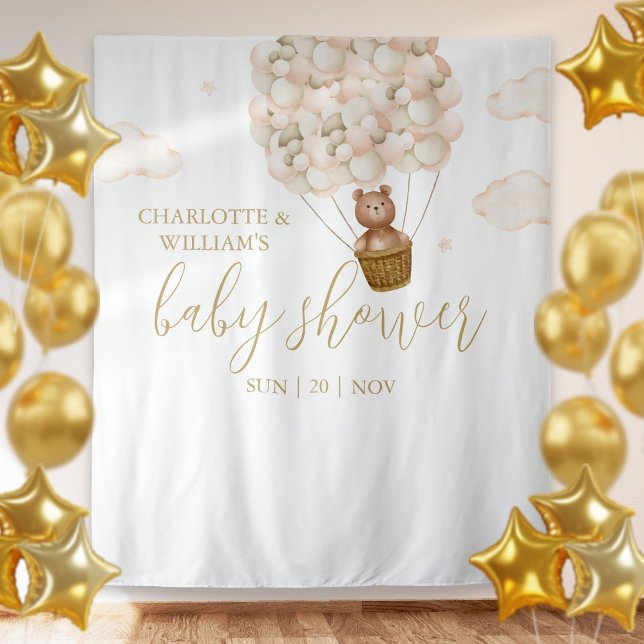 We Can Bearly Wait Baby Shower Photo Backdrop Tapestry (Creator Uploaded)