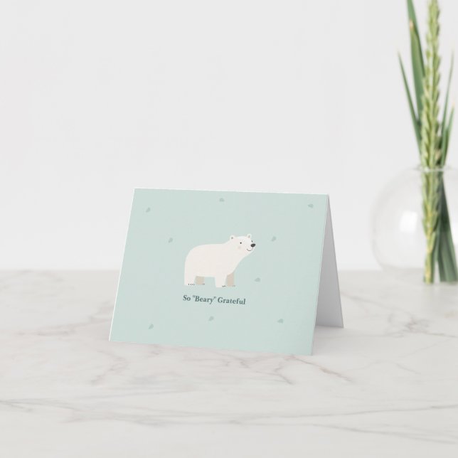 We Can Bearly Wait Baby Shower | Polar Bear Thank You Card (Front)