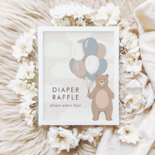 We Can Bearly Wait   Baby Shower Raffle Sign