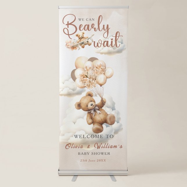 We Can Bearly Wait Baby Shower Retractable Banner (Front)