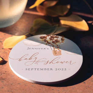 We Can Bearly Wait! Baby Shower Round Paper Coaste Round Paper Coaster