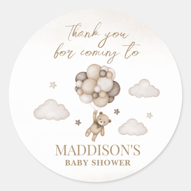 We Can Bearly Wait Baby Shower Round Sticker (Front)