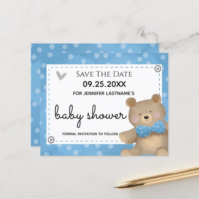 We Can Bearly Wait Baby Shower Save the Date Invit (Front/Back In Situ)