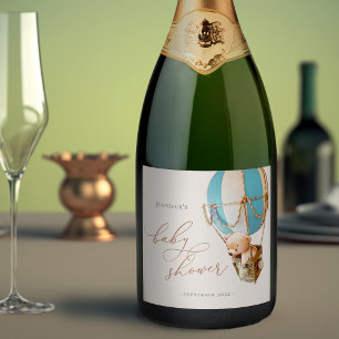 We Can Bearly Wait! Baby Shower Sparkling Wine Lab Label