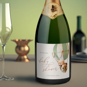 We Can Bearly Wait! Baby Shower Sparkling Wine Lab Label