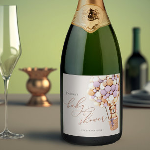 We Can Bearly Wait! Baby Shower Sparkling Wine Lab Label