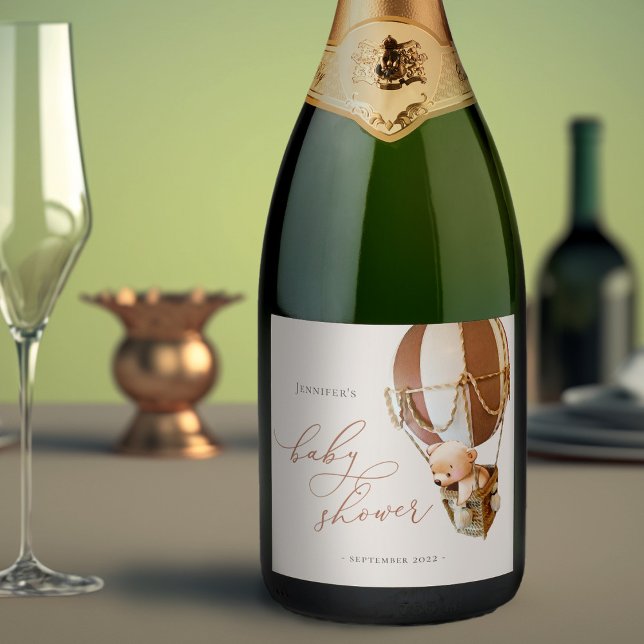 We Can Bearly Wait! Baby Shower Sparkling Wine Lab Sparkling Wine Label (Creator Uploaded)