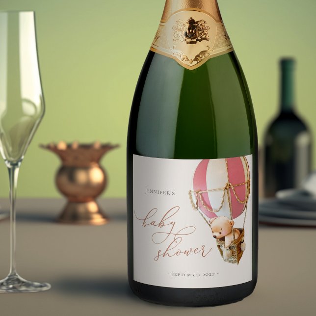 We Can Bearly Wait! Baby Shower Sparkling Wine Lab Sparkling Wine Label (Creator Uploaded)