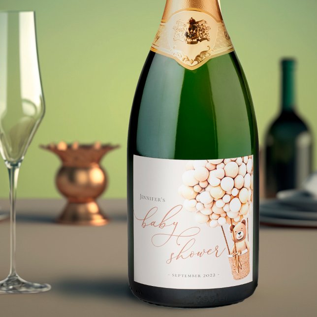 We Can Bearly Wait! Baby Shower Sparkling Wine Label (Creator Uploaded)
