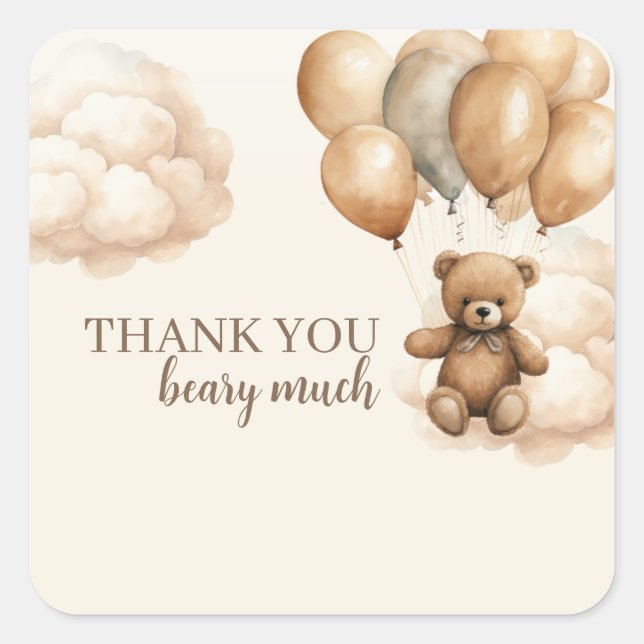 We Can Bearly Wait Baby Shower  Square Sticker (Front)