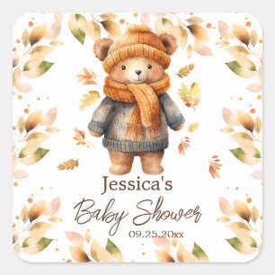 We Can Bearly Wait Baby Shower  Square Sticker