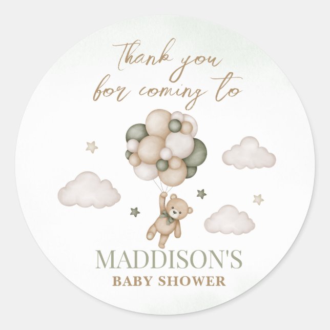 We Can Bearly Wait Baby Shower Sticker (Front)