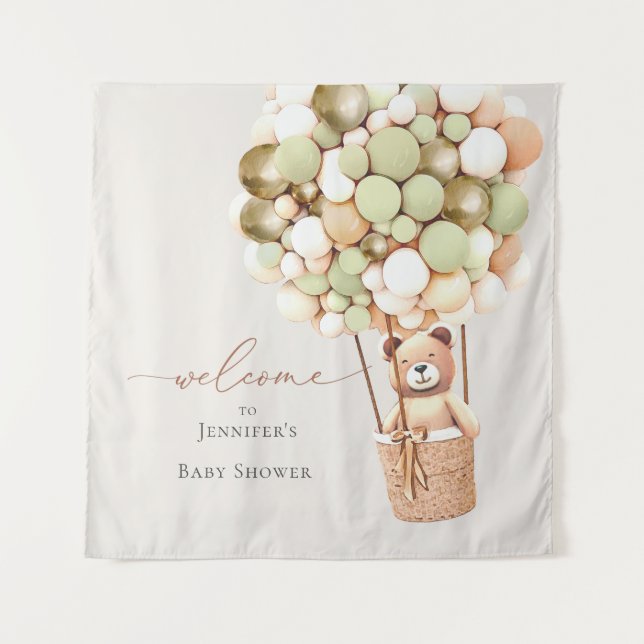 We Can Bearly Wait! Baby Shower Tapestry (Front)